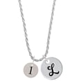 thumbnail image 1 of Delight Jewelry Silvertone Disc 1/2'' Number - 1 - Silvertone Script Initial Disc - L - Charm Necklace, 20"+3", 1 of 4