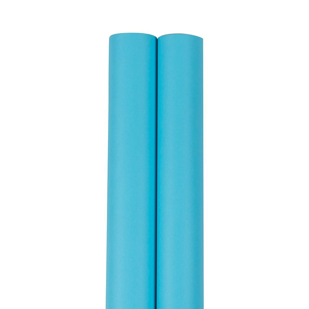 JAM Paper Matte Blue Paper Gift Wrap Papers, (2 Rolls) 25 Sq ft.