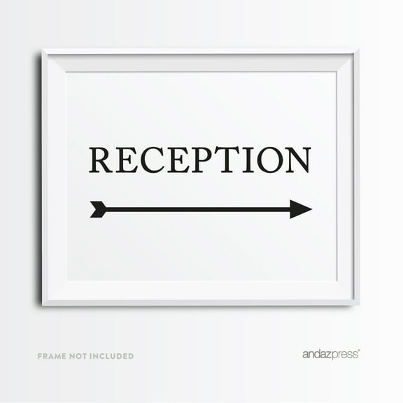 Reception Formal Black & White Wedding Party Directional Signs, Double-Sided