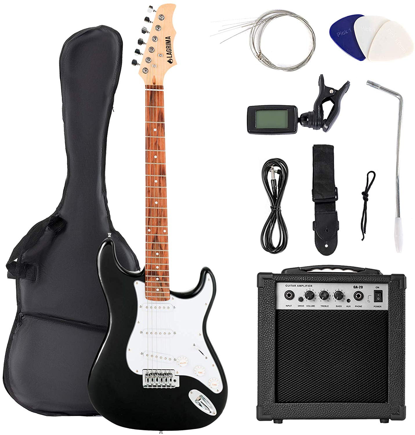 Starshine 12 String Full Size Electric Guitar Solid Body Beginner Kit with Bag Cable,Amplifier ST Bourbon burst