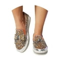 thumbnail image 3 of XIMIN Women's Platform Rhinestones Glitter Slip On Sneakers Cute Bowknot Flat Walking Loafers Comfy Breathe Canvas Hand-Stitching Platform Casual Fashion Dress Shoes, 3 of 8