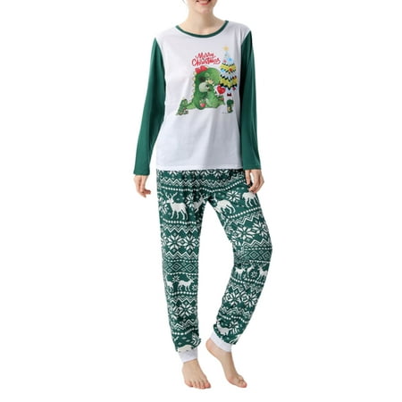 

Ehfomius Cartoon Dinosaur Family Pajamas Matching Set Christmas Snowflake Print Ugly Pjs Sleepwear for Mommy Daddy Kid