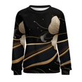 thumbnail image 7 of Abstract Flowers Womens Casual Crewneck Sweatshirt Long Sleeve Tops Cute Pullover Loose Fit, 7 of 7