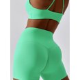 thumbnail image 5 of Bslissey Women's Slim Yoga Outfits Sleeveless Twist Front Halter Neck Sports Bra + High Waist Shorts 2Pcs Ladies Casual Solid Color Workout Clothes Sets, 5 of 6