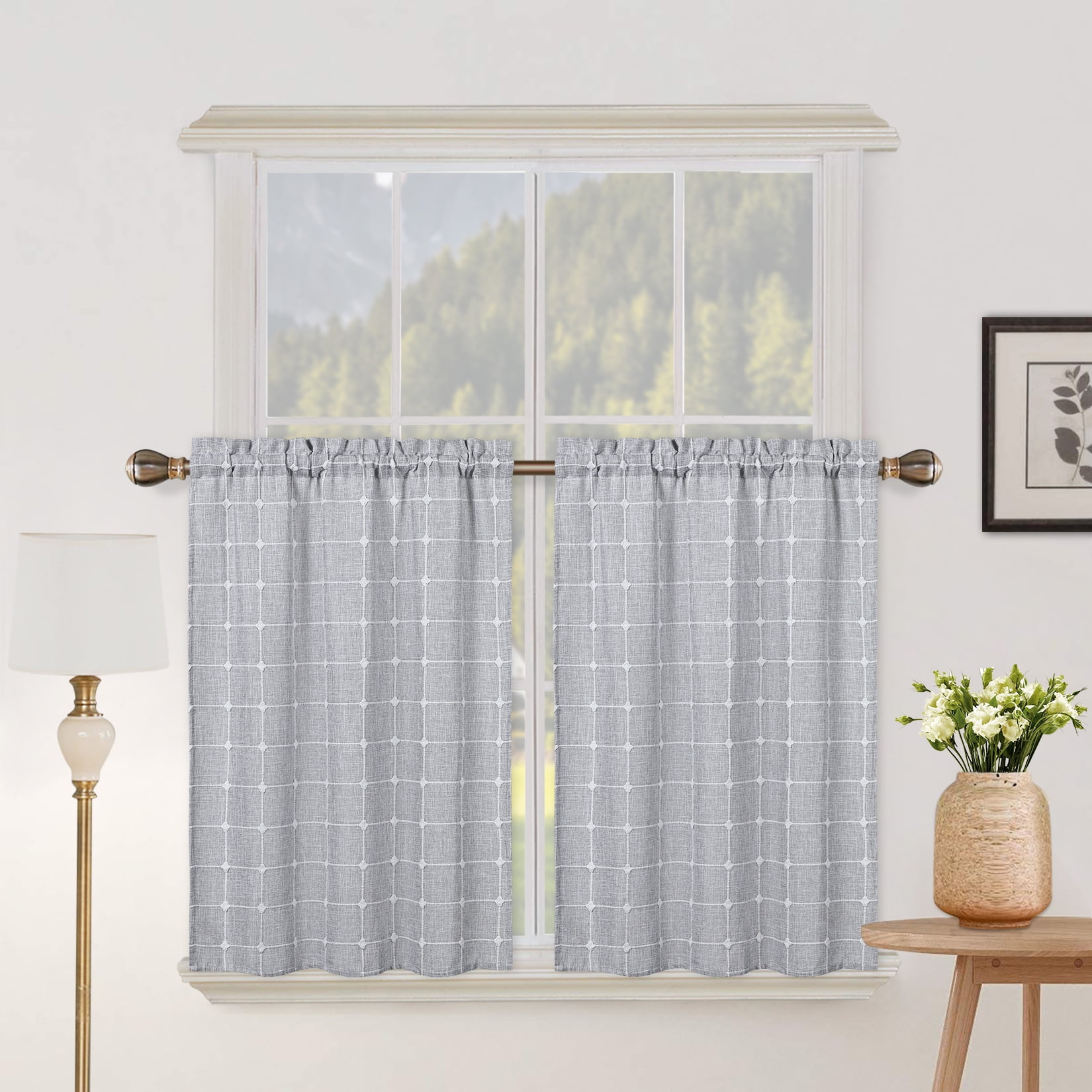 Haperlare Farmhouse Kitchen Curtains 36 inch Length Short Boho Linen