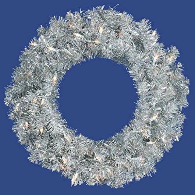 Vickerman Vickerman 24" Silver Artificial Christmas Wreath with 50 Warm White LED Lights