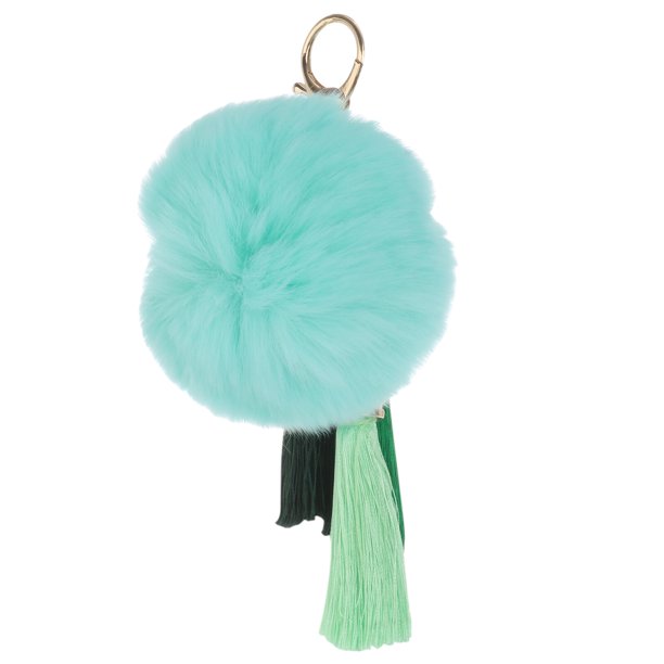 EeaseMX 1 llavero con borla de seda helada y bola de peluche, hermoso colgante para bolso.