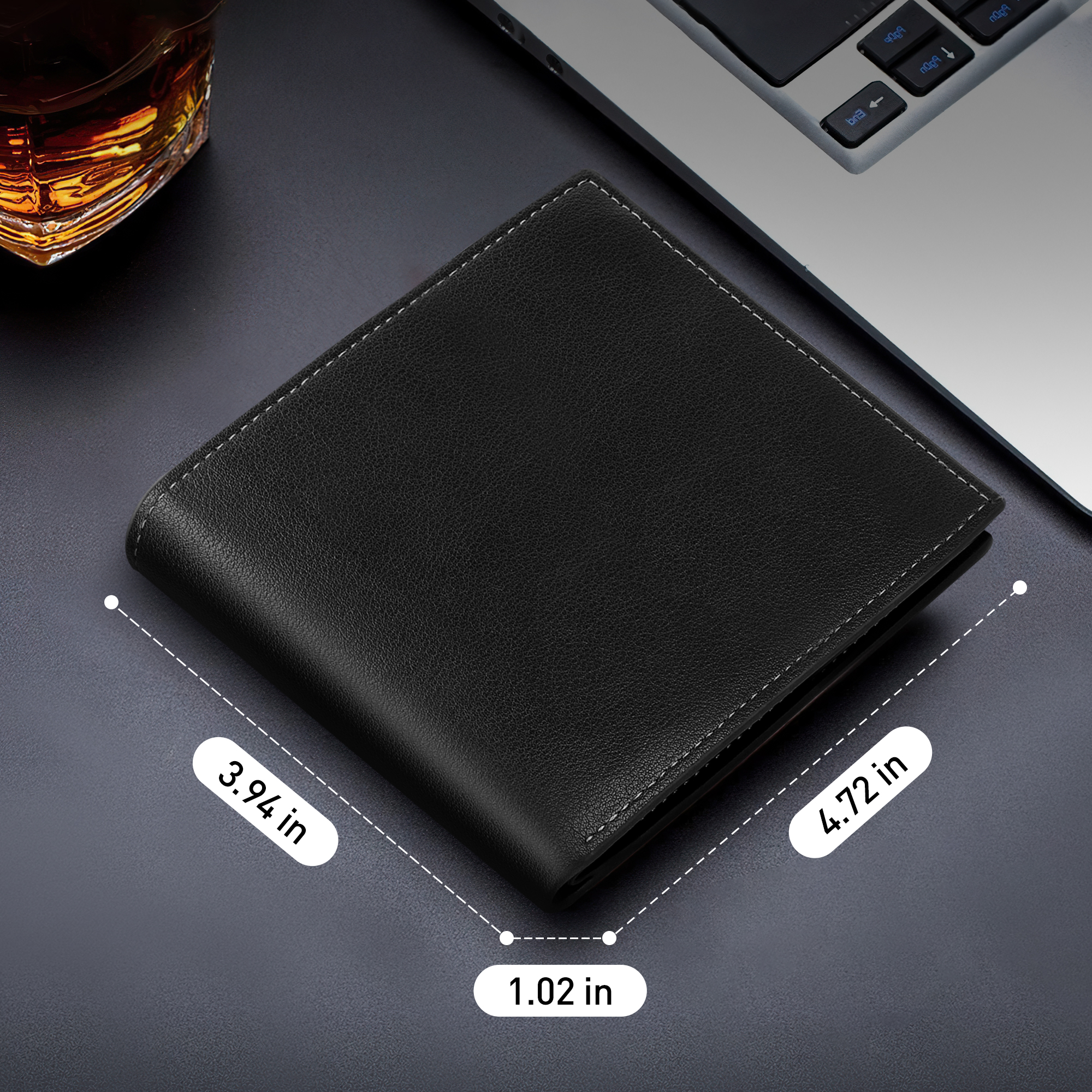 Cshidworld Men's Leather Bifold Wallet, Black photo 4