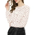 thumbnail image 3 of INSPIRE CHIC Women's Valentine's Day Ruffle Neck Long Sleeve Blouse Shirts 2XL White Red-Dots, 3 of 8