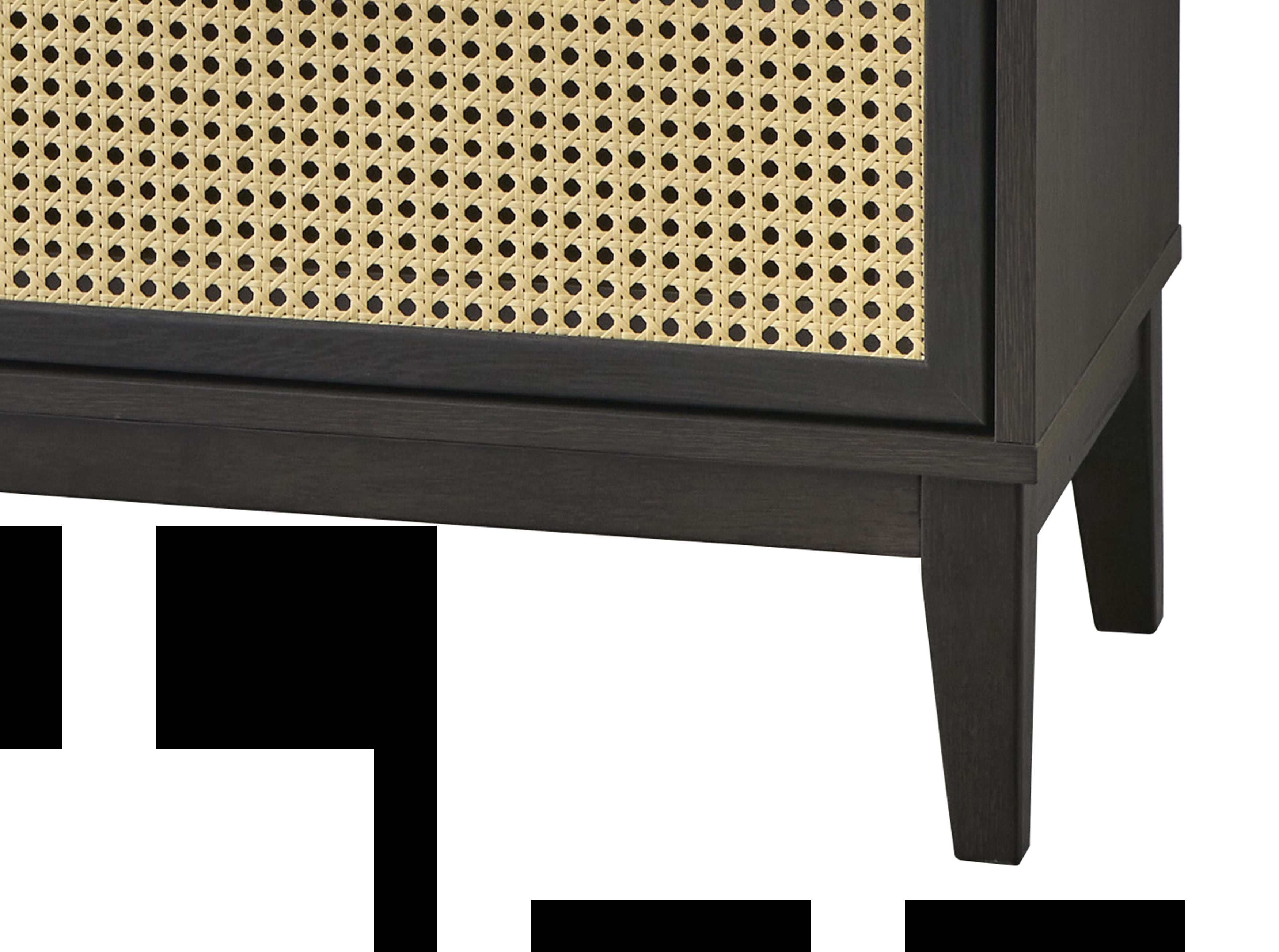 TMS Watson 6-Drawer Dresser with Natural Cane Drawer Fronts, Black