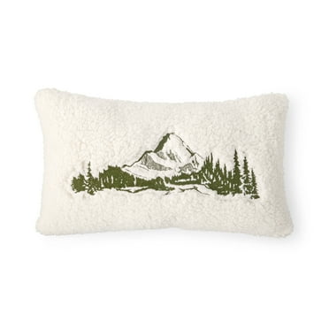 Mainstays 14 x 24 Winter Chalet Mountain Scene Oblong Polyester Decorative Pillow