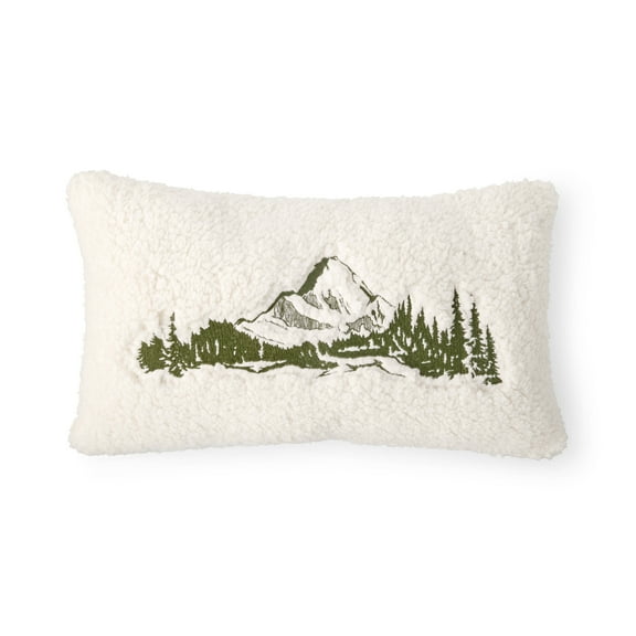 Mainstays 14 x 24 Winter Chalet Mountain Scene Oblong Polyester Decorative Pillow
