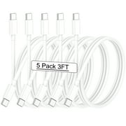 iPhone 15 Charger, Standard Length White 3ft 5 Pack USB C to USB C Fast Charging Cable, 60W Charger Cord for iPhone 15/iPad/Samsung Galaxy