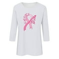 thumbnail image 4 of Alkepwun Breast Cancer Tshirt for Women Loose Pink Ribbon Print Awareness Support Tops 3/4 Length Sleeve Inspirational Blouse, 4 of 4