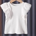 thumbnail image 4 of AHTJRT Girls Ruffle Short Sleeve T Shirts Eyelet Embroidered Casual Cute Summer Fitted Comfy Ribbed Knit Crewneck Tops Blouses White 9-10 Years, 4 of 6