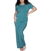 Vanity Fair Women's Beyond Comfort Modal Pajama Set, Short Sleeve, Teal Tango Heather, 2XL