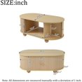 thumbnail image 2 of 39.3" Oval Coffee Table with Sliding Doors & Storage, Industrial Fluted Sofa Table, Rounded Corners & Spherical Legs with Sturdy 110 lbs Capacity, Modern Center Table for Living Rooms, Nature, 2 of 6