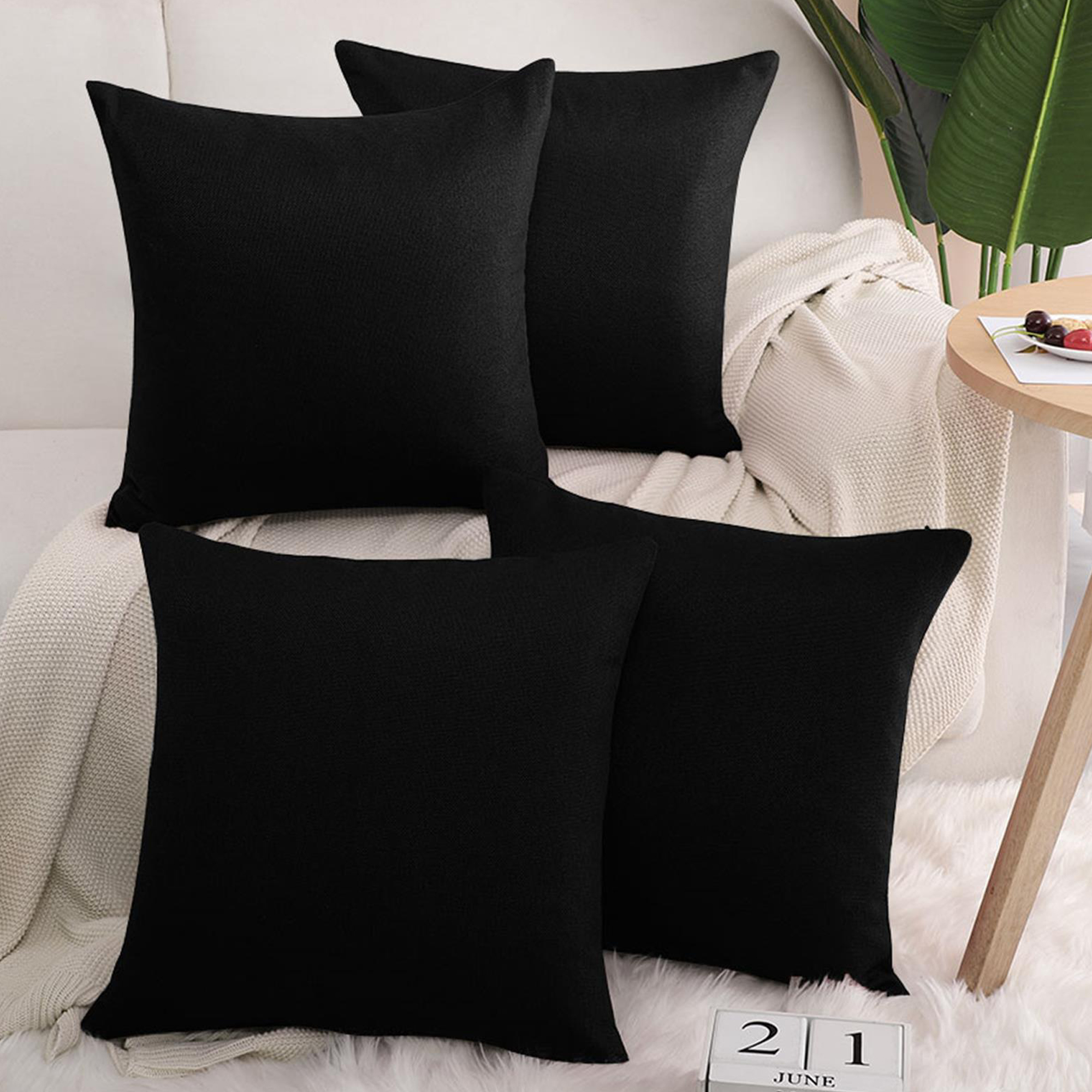 PiccoCasa 4Pcs Faux Linen Throw Pillow Covers. 18 x 18 Inch. Linen