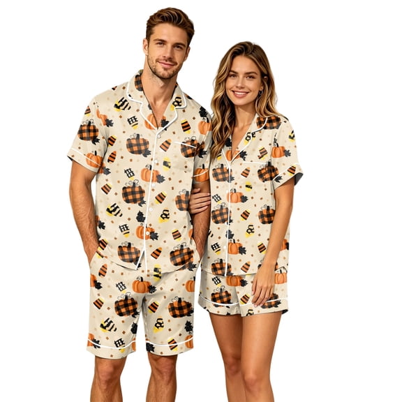 Satin Pajamas for Women Set Fall Winter Pajamas Short Sleeve Pjs Top and Pants 2 Piece Nightwear Soft Pjs Lounge Sets