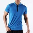 thumbnail image 2 of AHTJRT Mens Casual Quarter Zip Short Sleeve Stretchy Tees T Shirts Sky Blue S, 2 of 4