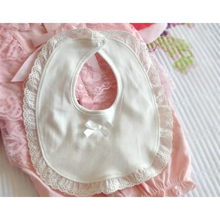 Cute Cotton Burp Cloth Triangle Round Lace Bow Princess Super Soft Baby Feeding Drool Bibs StyleB White One Size