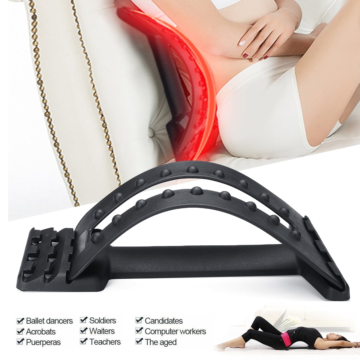 Back Stretcher Posture Corrector Massager Lumbar Support Stretcher With