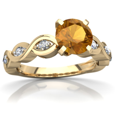Citrine Infinity Engagement Ring in 14K Yellow Gold by