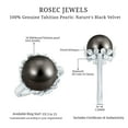 thumbnail image 6 of Rosec Jewels Real Tahitian Black Pearl Engagement Ring with Diamond - Pearl Flower Ring - 10 mm - AAA Quality - with Jewelry Box, 10K White Gold, US 6.50, 6 of 9