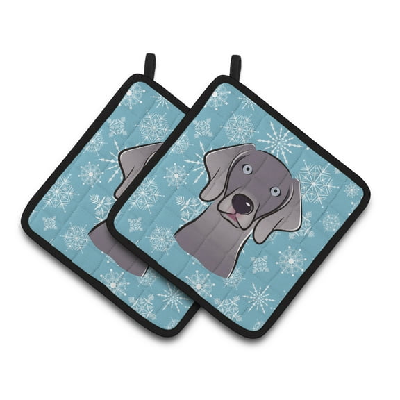 Carolines Treasures BB1665PTHD Snowflake Weimaraner Pair of Pot Holders , 7.5HX7.5W, multicolor