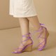 thumbnail image 2 of Sandalias de tacón de cuña Allegra K con tiras y cordones Lavanda 37, 2 of 7