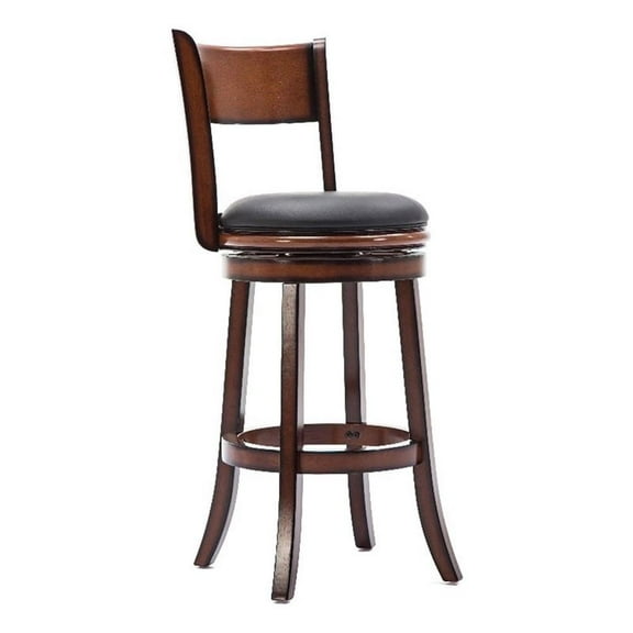 Bowery Hill 30" Contemporary Wood Swivel Bar Stool in Brandy Brown