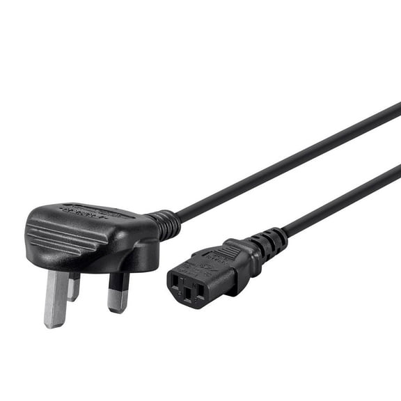 Monoprice 3-Prong Power Cord - 3 Feet - Black, England British Cable, BS 1363 (UK) to IEC 60320 C13, 18AWG, 5A/1250W, 250V For Laptop Computer