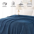 thumbnail image 5 of Whale Flotilla Queen Size Fuzzy Fleece Blanket, 90"x90" Fluffy Lightweight Soft Jacquard Bed Blankets for All Seasons, Warm and Cozy, Navy, 5 of 11