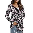thumbnail image 2 of Aloohaidyvio Summer Long Sleeve Shirts for Women 2025 Dressy Casual Tops Pleated Front Lightweight Blouses, 2 of 6