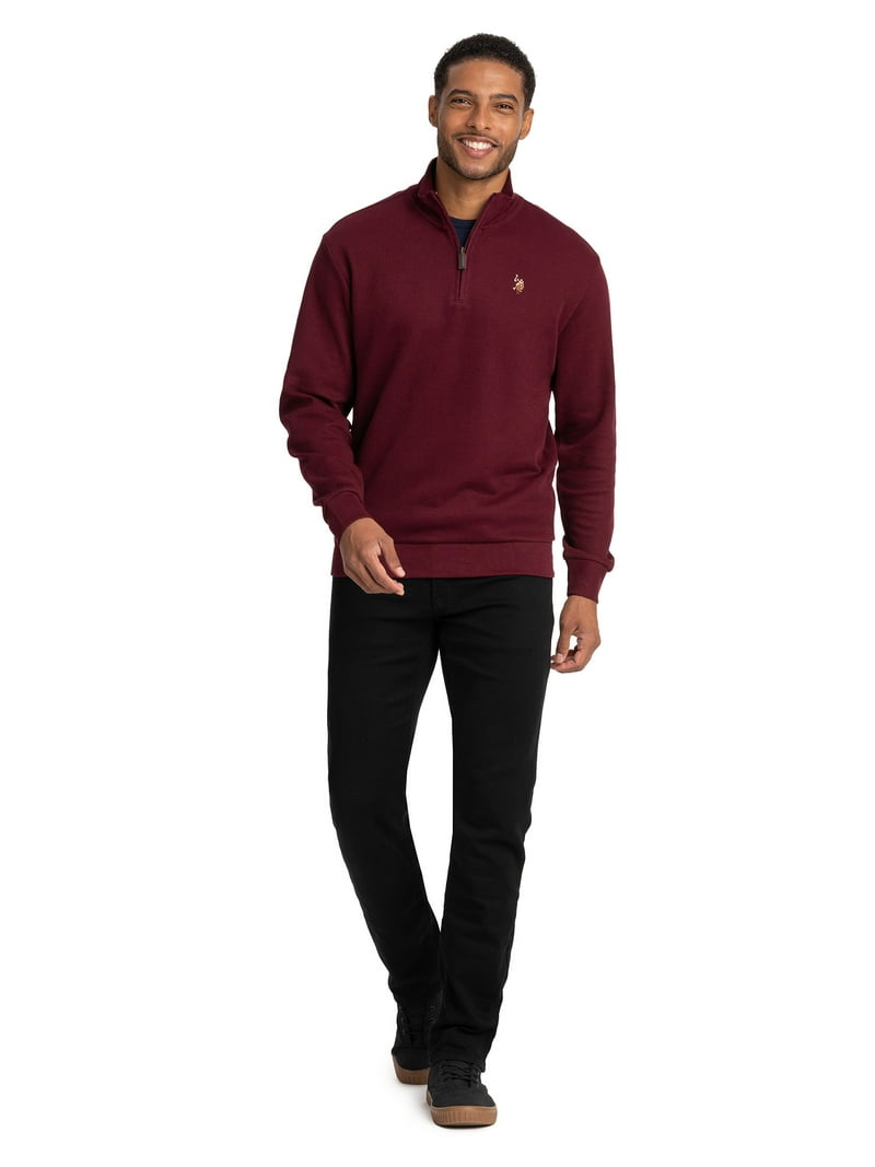 U.S. Polo Assn. Men's Quarter Zip Flatback - Walmart.com
