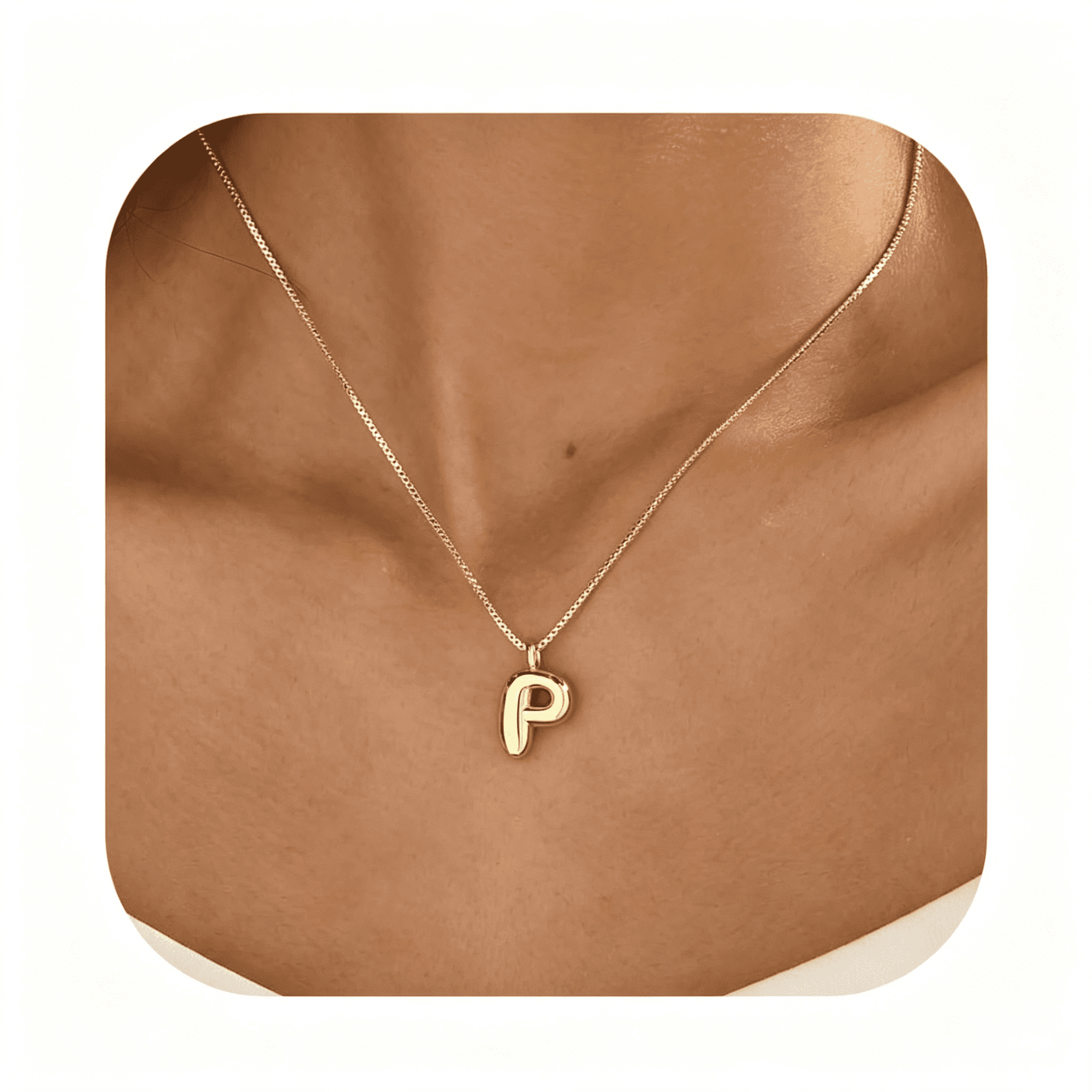 DESIGNICE Bubble Gold Initial Necklace Silver Letter Necklace Initial Necklaces for Women Trendy Dainty Charm Pendant Name Necklace Personalized Jewelry Gift for Women Teen