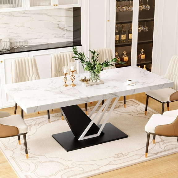 VENTOPYR Wooden Extendable Dining Table,60'' to 80'' Modern Farmhouse Kitchen Table for 8-10 Person