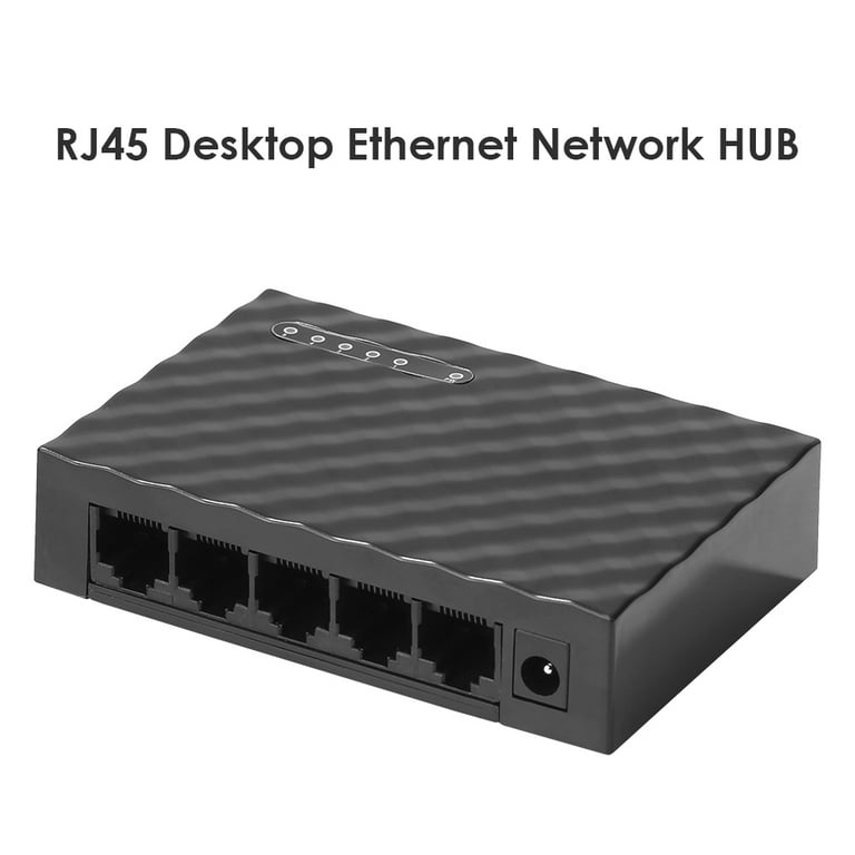 Mini 5 Port Network Switch Ethernet Switch Internet Splitter Desktop  10/100/1000Mbps RJ45 Hub, Gigabit White, US Plug