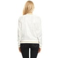 thumbnail image 2 of Womens Long Sleeve Front Zip Track Stripe Sequin Bomber Jacket, White, X-Large, 2 of 5