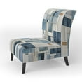 thumbnail image 3 of Designart "Blue Grey Line Art modern Geometrics I" Blue Modern Upholstered Accent Chair - Modern Arm Chair For Living Room, 3 of 5
