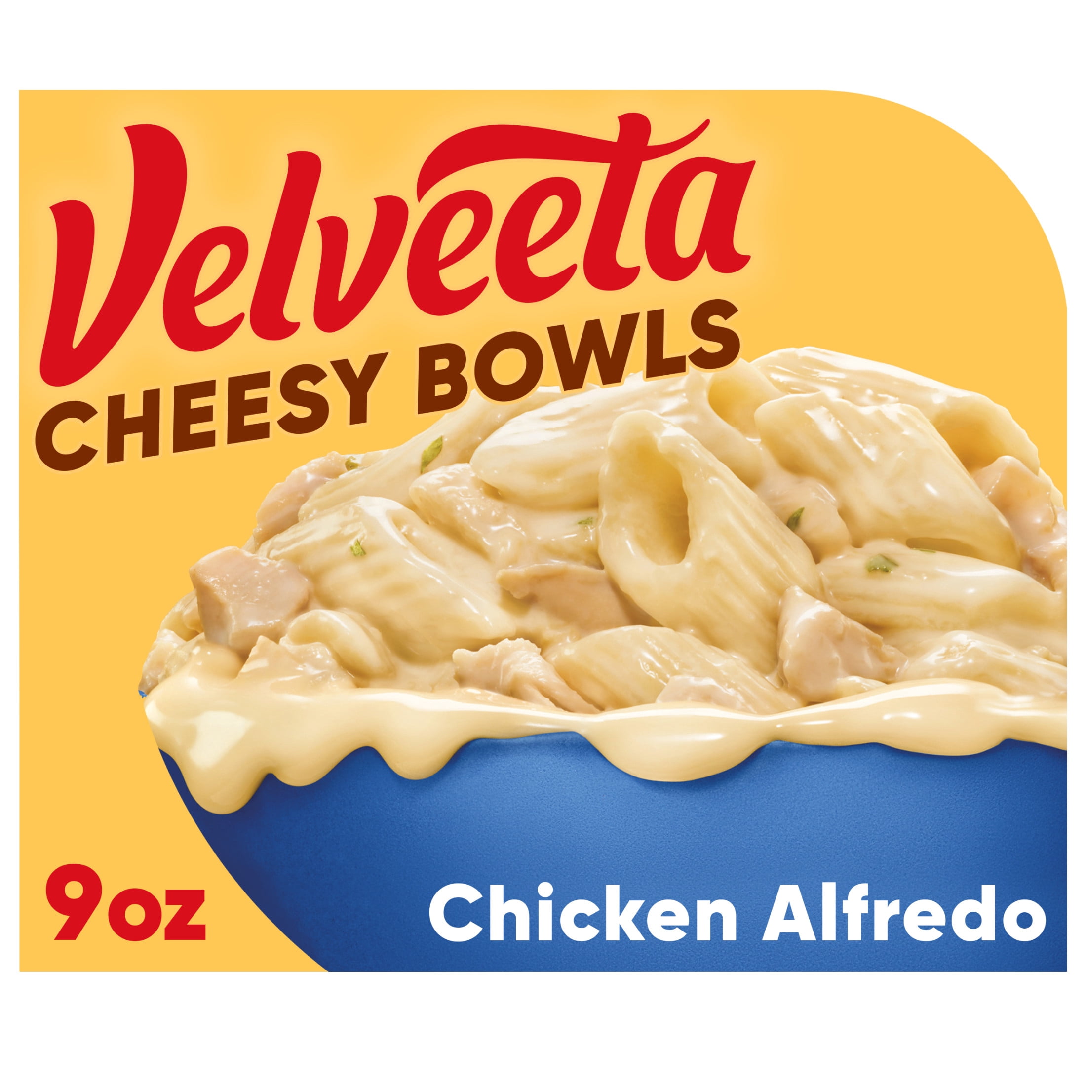 4 pack) Velveeta Cheesy Bowls Chicken Alfredo Microwave Meal, 9 oz