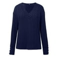 thumbnail image 3 of DuoJiaJ Womens 2025 Blouse Winter Fall Long Sleeve Tunic Tops Casual V Neck Button T-Shirts Blue S, 3 of 5