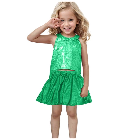 Zshosam Toddler Summer Clothes Girls Toddler Kid Girl Clothes Print Short Sleeves Top Shorts 2PC Summer Outfit Set Size 5T 6T,(Green 5-6 Years)