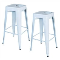 AmeriHome Loft White 30 in. Metal Bar Stool 2 Piece by Buffalo Corp