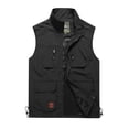 thumbnail image 1 of UKAP Mens Fishing Vest Sleeveless Jacket Outdoor Regular Fit Holiday Cargo Black L, 1 of 2