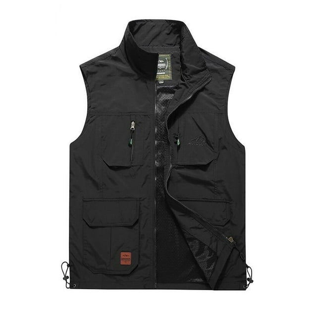 UKAP Gilet de Pêche Sans Manches pour Hommes Veste Extérieure Coupe Régulière Cargo de Vacances Noir 3TG