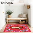 thumbnail image 3 of ODIKA 3'x5' Machine Washable Non-Slip Area Rug, Playful Monkey Jungle Motif with Dreamy Leaves and Whimsical Vines High Traffic Rug, Red, 720856, 3 of 7