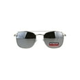 thumbnail image 2 of Mens Luxury Mirror Lens Rectangular Pilots Metal Rim Sunglasses Silver Mirror, 2 of 4
