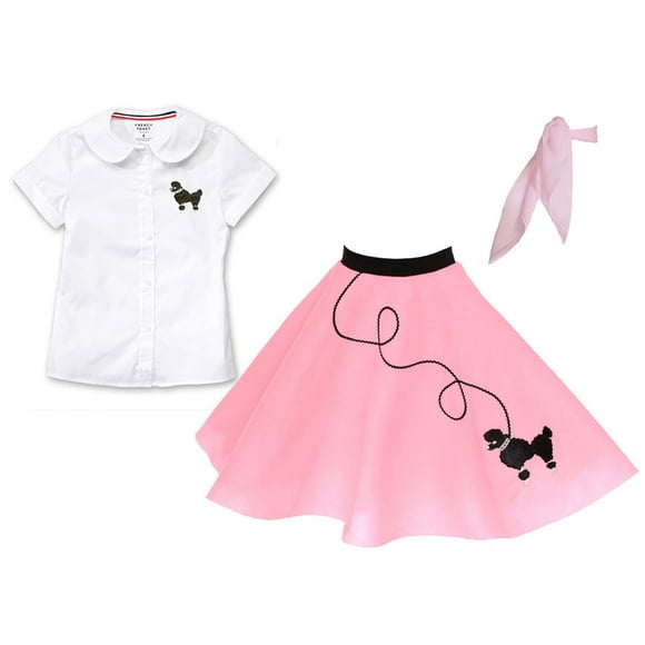 Hip Hop 50s shop 3 Piece Child Poodle Skirt Outfit, Size 8 Light Pink