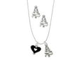 thumbnail image 2 of Delight Jewelry Silvertone Black and White Enamel Heart Silver tone Zig Zag Christmas Tree Charm Necklace and Stud Earrings, 2 of 4